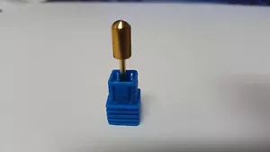 Acrylic Nail Drill Carbide Bit Large Barrel FINE GOLD Smooth Safety Top 3/32" - Picture 1 of 2