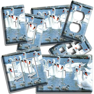 REBAÑO DE CISNES POLLITOS ESTANQUE NATACIÓN LUZ INTERRUPTOR TOMA DE CORRIENTE PLACAS DE PARED DECORACIÓN DE LA HABITACIÓN - Imagen 1 de 34