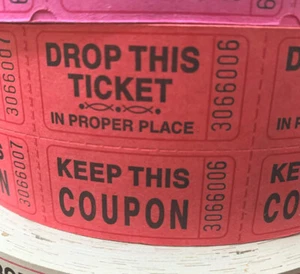 Raffle Tickets Roll of 2000 Double Stub Keep This Coupon Carnival Ticket RED - Picture 1 of 4