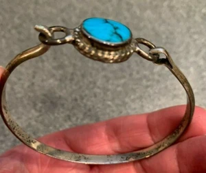 VTG Sterling Silver Turquoise Bracelet 22g  2.5 inches wide - Picture 1 of 10