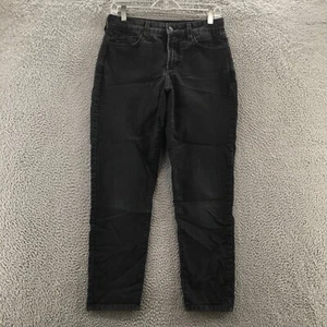 NYDJ Ankle Jeans Womens 6/40 (actual 30x28) Black Cotton Blend Mid Rise Zip Fly - Picture 1 of 22