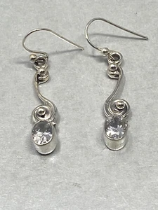 925 Sterling Silver and Cubic Zirconia Earrings - Picture 1 of 5