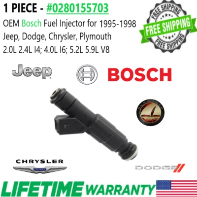 Bosch Genuine Single Fuel Injector for 1994-1998 Jeep Grand Cherokee 5.2L V8 - Image 1 of 4