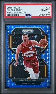 Nikola Jokic 2021 Panini Prizm NBA 75° Anniversario Prizm PSA 10 Pepite - Foto 1 di 2