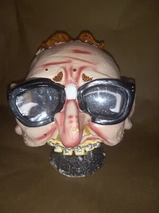DISGUISE INC 2001 SCARY OLD MAN SCIENTIST WITH GLASSES LATEX HALF HALLOWEEN MASK - Picture 1 of 4