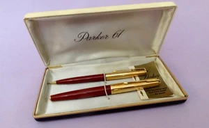 RARE PARKER 61 FOUNTAIN PEN & MECHANICAL LEAD PENCIL w DOCUMENT IN ORIGINAL CASE - Picture 1 of 16