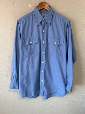 Camisa de Trabajo Vintage Años 60 Burton Hombres Extra Grande Azul Popelina Hecha en Unión EE. UU. Foto 1 de 4