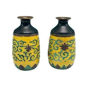 Antique Japanese Eiraku Zengoro Cloisonné Sake Bottle Pair - Picture 1 of 4