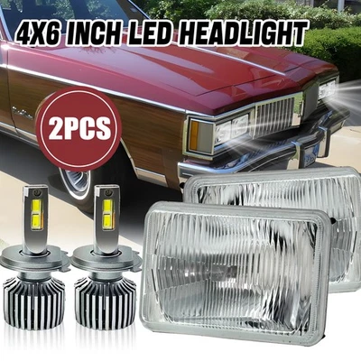 2Pcs 4x6'' LED Headlights  For 1977-1986 Chevrolet Caprice Monte Carlo - Image 1 of 4