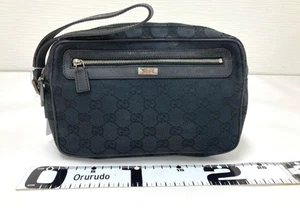 Gucci GG Canvas Monogram Second Bag Clutch Bag Vintage Black Zipper 018 1635 - Picture 1 of 19