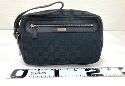 Bolso sin asas Gucci GG de lona segundo bolso vintage negro con cremallera 018 1635 diseñador Foto 1 de 4
