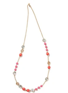 Banana Republic verrückte Herren Kristallkugel Halskette neu mit Etikett $ 39,50 orange pink - Bild 1 von 12