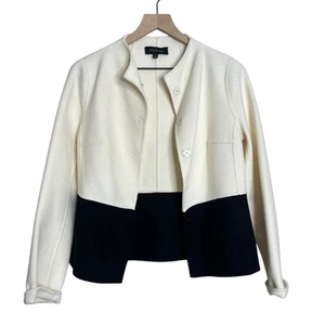 Talbots Women’s 2 Wool Jacket Blazer Black Off-White Colorblock Career Elegant - Picture 1 of 6