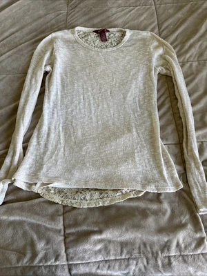 Arizona Jeans Co Long Sleeve Lace Trimmed Knit Top, Size XL (14/16) - Image 1 of 4