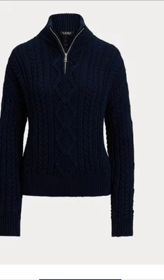 Pulôver Aran-Knit algodão quarto de zíper tamanho M - Imagem 1 de 4