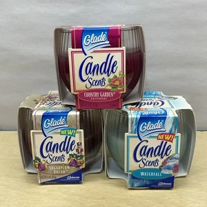 3 VTG Glade Candle Scents 4oz Country Garden Sugarplum Dream Waterfall Y2K 90’s - Picture 1 of 10