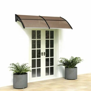 UV and Water Resistant Door Awning in Gray 6'7" x 3'3" with Mounting Bracket - Picture 1 of 4