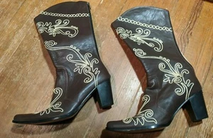 Para mujer Marrón Botas de Cuero de Vaquero Moda con Cremallera Lateral Hechas en Turquía 10 41 - Imagen 1 de 7