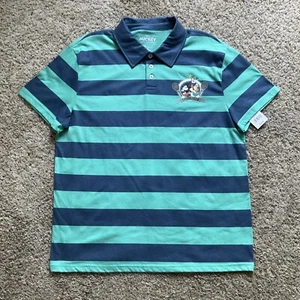 Disney Mickey Mouse Tennis Club Striped Short Sleeve Mens Size XL Polo Shirt NEW - Picture 1 of 5