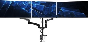 VIVO Triple Monitor Height Adjustable Desk Mount, 2 Pneumatic Arms, 1 Fixed, Cou - Picture 1 of 10