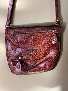 CAROL S. MILLER Brown Leather Crossbody Satchel Purse Bag Vintage - Picture 1 of 5