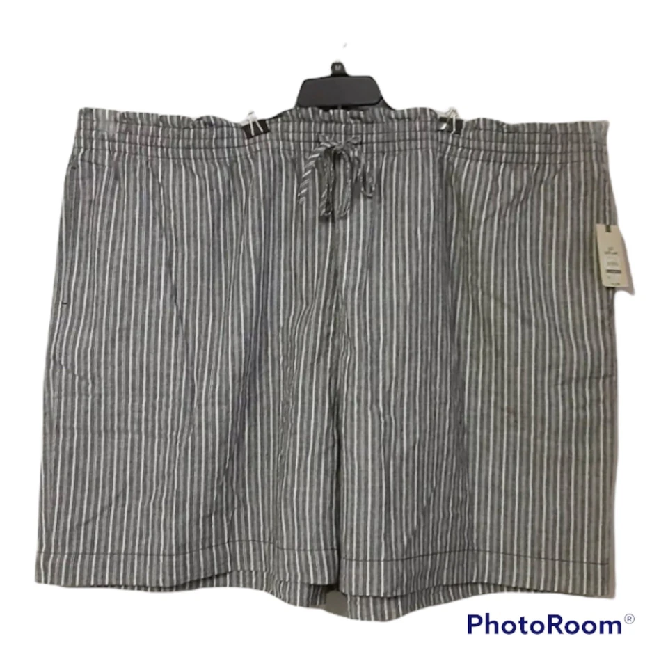 TERRA AND SKY LADIES PLUS SIZE HIGH WAIST LINEN SHORTS SIZE 5X 32W-34W GRAY