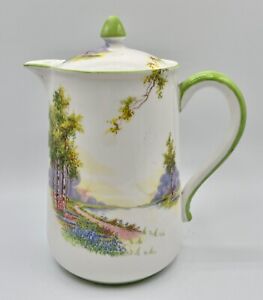 Aynsley "Bluebell Time" Pattern 2045 Green Trim Coffee/Hot Water Pot.