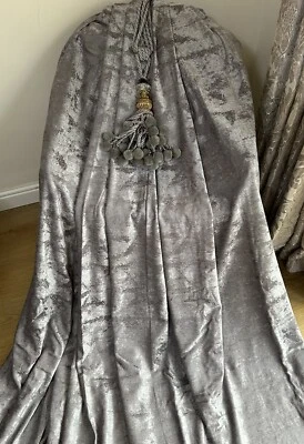 HEAVY QUALITY STUDIO G CHARCOAL GREY TEXTURED VELVET CHENILLE CURTAINS 90 X 90  - Image 1 of 4