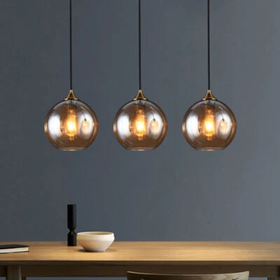 One Light Glass Ball Chandelier Pendant Ceiling Lamp Bar Dining Room Bedside - Image 1 of 4