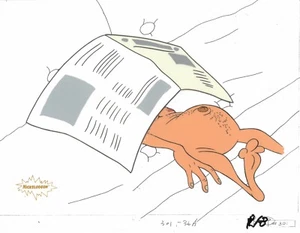 Ren & Stimpy Original 90s Animation Art Production Cel Ren Newspaper - Bild 1 von 2