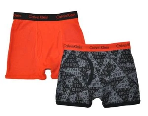 Calvin Klein Boys Orange Red 2 Pack Boxer Briefs Size 4/5 6/7 8/10 12/14 - Picture 1 of 1