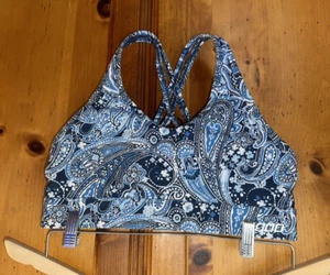 Lorna Jane Sports Bra Yoga Running Racerback Blue Strappy Energy Women’s L - Picture 1 of 7