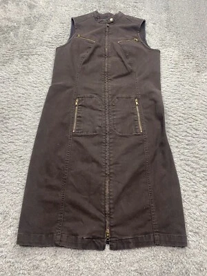 Ralph Lauren Dress Women 12 Brown Corduroy Full Zip Sleeveless Vtg 90s Y2K Boho - Image 1 of 4