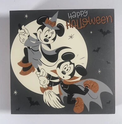 Letrero de pared cuadrado de madera Disney Mickey Mouse Feliz Halloween 6x6 búfalo plateado Foto 1 de 3