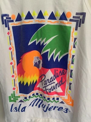 Camiseta sin mangas M vintage años 80 90 Paradise Found Isla Mujeres Mex loro tropical Foto 1 de 4