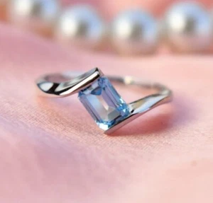 Blue Topaz Gemstone Ring Handmade 925 Silver Anniversary Ring All Size HM109