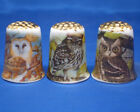 Birchcroft Thimbles -- Set of Three  -- Gold Top Woodland Owls