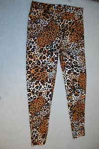 Jr Womens High Rise Leggings ABSTRACT ANIMAL PRINT Leopard Cheetah Tiger S 3-5 - Picture 1 of 1