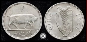 [#436] - Ireland 1968 | Irish 1s | 1 Shilling | Bull | KM.14a | UNC - Bild 1 von 2