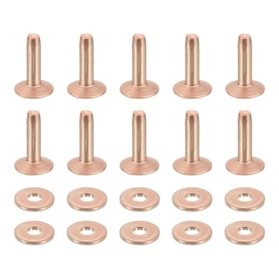 50 Set 9x3.3x12mm Solid Copper Rivets and Burrs Leather Fastener, Copper Tone Foto 1 de 4