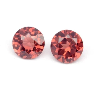 💎Pair 2pcs/0.32ct t.w VS Round Natural Orangish Red Pyrope Garnet - Africa Gems - Picture 1 of 4