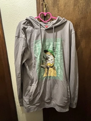 Airwalk Gray Samurai Frog Graphic Pull Over Hoodie Men Size 2XL - Image 1 of 2