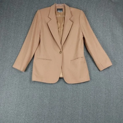 BLAZER SAG HARBOR MUJER TOSTADO NEUTRO 100% LANA CLÁSICO BOTÓN ÚNICO TALLA 10 Foto 1 de 4