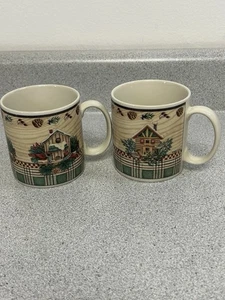 Debbie Mumm Sakura Winter Birds Stoneware Coffee Mugs Set of 2 - Picture 1 of 12