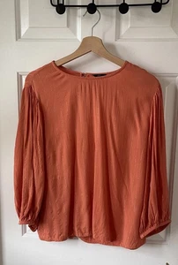 M&CO Chic Orange Pleated Blouse Size 14 - Picture 1 of 7