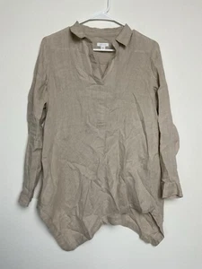 J.Jill Love Leinen Natur Lagenlook Asymmetrisch V-Ausschnitt Tunika Bluse Gr.XSP - Bild 1 von 8