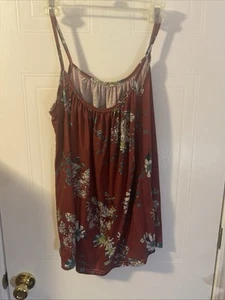 Women’s Burgundy Floral Print Tank Top L EUC - Picture 1 of 1