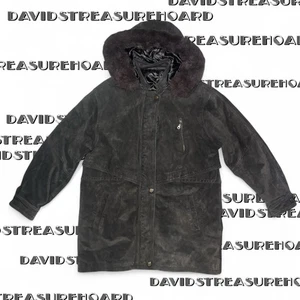 Vintage Mens Size 42/44 Tailor Custom Made Pigskin Leather Jacket Fur Trim Hood - Picture 1 of 11