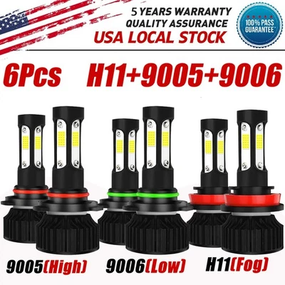 For 2006-2012 Toyota RAV4, 6x 6000K LED Headlight High+Low+Fog Light Bulbs Combo - Imagem 1 de 4