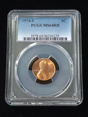1974-S Lincoln Cent PCGS Graded MS64RD #46246329 - Image 1 of 4